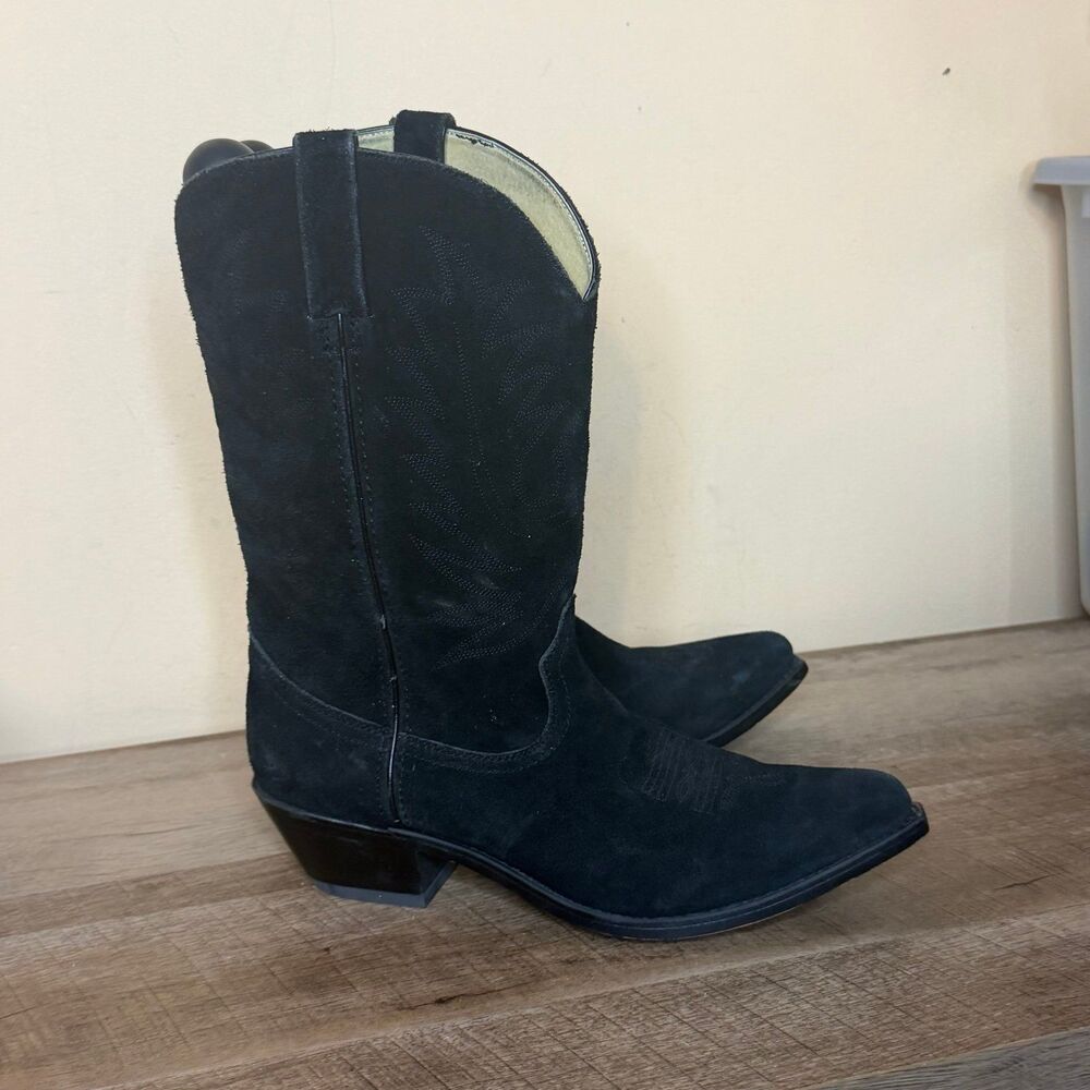 Durango Women's mid calf Black Suede Western Cowboy Boots size 9.5